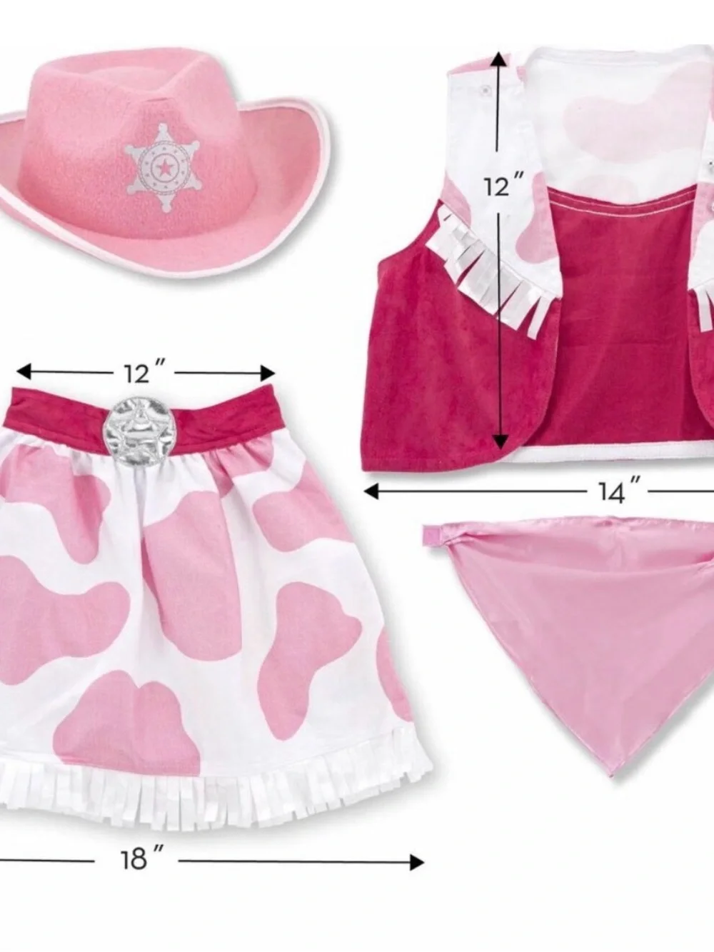 Pink Cowgirl Costume Set for Kids - Pink & White
